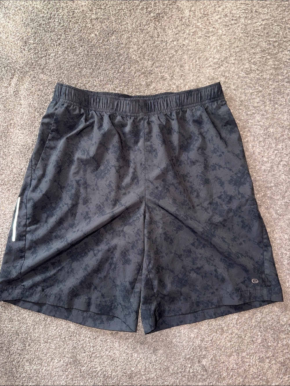 Men's Black Patterned Athletic Shorts